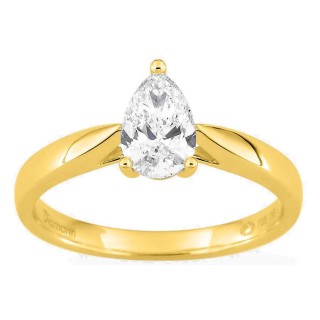 Anillo solitario de oro amarillo 18K con diamante creado talla pera 0,70 ct