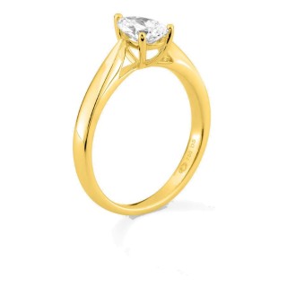Anel solitário em ouro amarelo 18K com diamante criado lapidação pera 0,70 ct