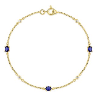 Pulseira banhada a ouro com zircónias azuis e brancas