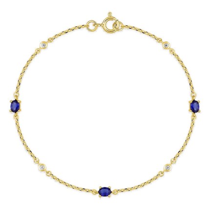 Pulseira banhada a ouro com zircónias azuis e brancas