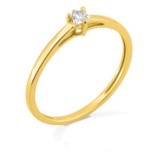 Anillo solitario de oro amarillo 9K con diamante creado talla trillón 0,09 ct