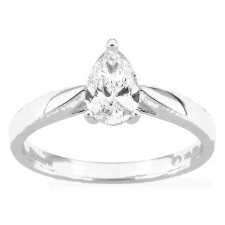 Anel solitário em ouro branco 18K com diamante criado lapidação pera 0,70 ct