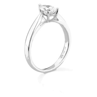 Anel solitário em ouro branco 18K com diamante criado lapidação pera 0,70 ct