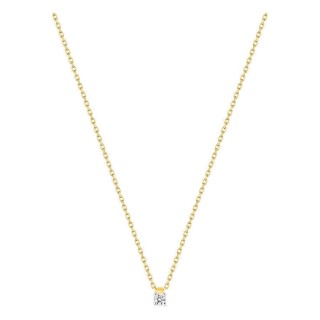 Colar solitário bicolor em ouro 18K com diamante 0,04 ct