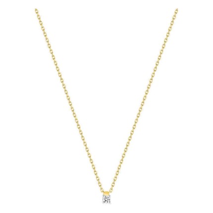 Collar solitario bicolor de oro 18K con diamante 0,04 ct