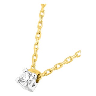 Collar solitario bicolor de oro 18K con diamante 0,04 ct
