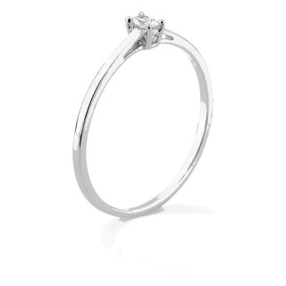 Anillo solitario de oro blanco 9K con diamante creado ovalado 0,06 ct