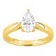 Anel solitário em ouro amarelo 18K com diamante criado lapidação pera 1,00 ct