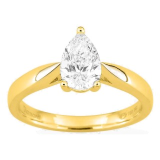 Anillo solitario de oro amarillo 18K con diamante creado talla pera 1,00 ct