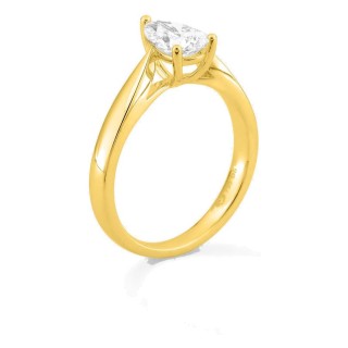Anel solitário em ouro amarelo 18K com diamante criado lapidação pera 1,00 ct