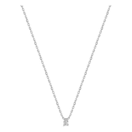 Collar de oro blanco 9K con diamante 0,04 ct