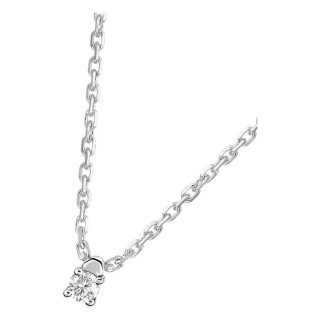 Collar de oro blanco 9K con diamante 0,04 ct