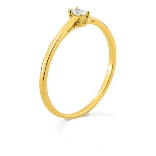 Anel solitário em ouro amarelo 9K com diamante criado oval 0,06 ct