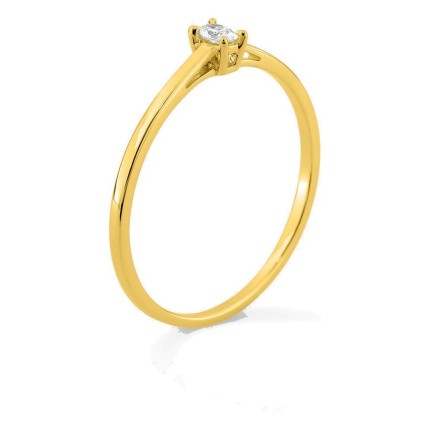 Anillo solitario de oro amarillo 9K con diamante creado ovalado 0,06 ct