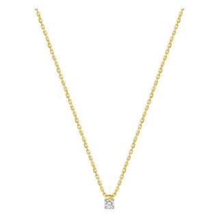 Colar solitário em ouro amarelo 18K com diamante 0,07 ct