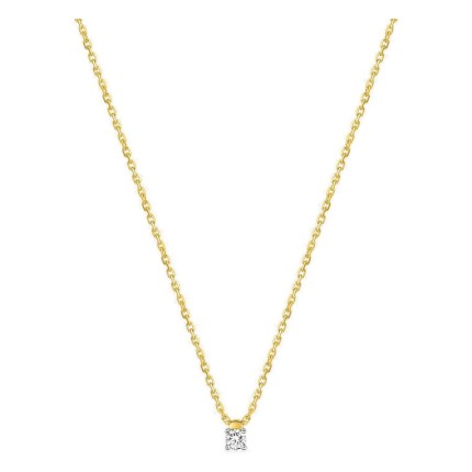 Colar solitário em ouro amarelo 18K com diamante 0,07 ct