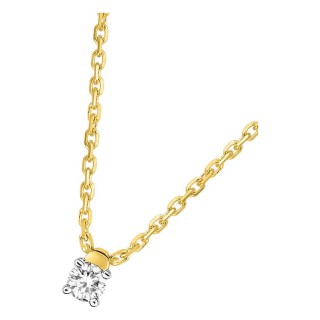Colar solitário em ouro amarelo 18K com diamante 0,07 ct