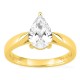 Anillo solitario de oro amarillo 18K con diamante creado talla pera 1,50 ct