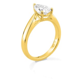 Anillo solitario de oro amarillo 18K con diamante creado talla pera 1,50 ct