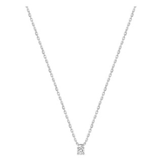 Collar solitario de oro blanco 18K con diamante 0,07 ct