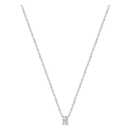 Colar solitário em ouro branco 18K com diamante 0,07 ct