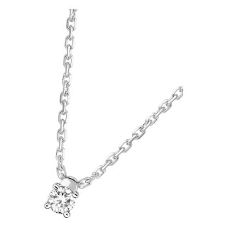 Collar solitario de oro blanco 18K con diamante 0,07 ct