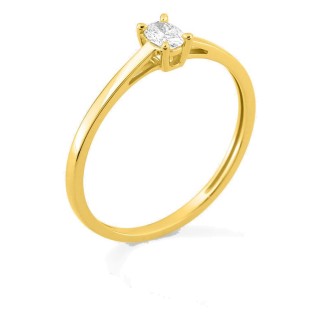 Anel solitário em ouro amarelo 9K com diamante criado oval 0,16 ct