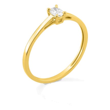 Anillo solitario de oro amarillo 9K con diamante creado ovalado 0,16 ct