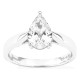 Anillo solitario de oro blanco 18K con diamante creado talla pera 1,50 ct