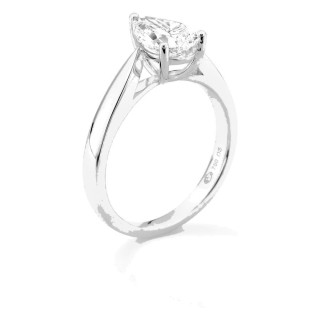 Anel solitário em ouro branco 18K com diamante criado lapidação pera 1,50 ct
