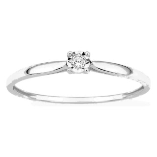 Anel solitário em ouro branco 18K com diamante 0,03 ct