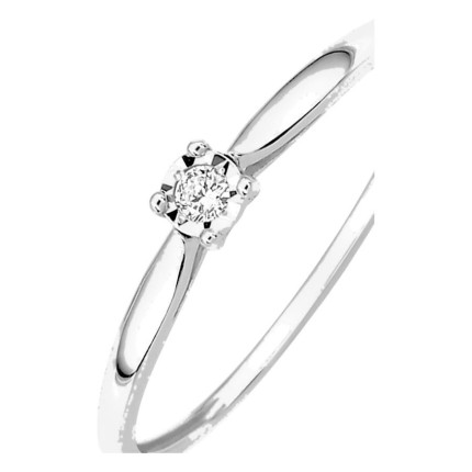 Anillo solitario de oro blanco 18K con diamante 0,03 ct