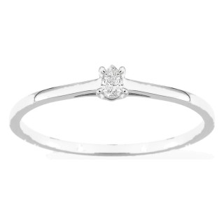 Anel solitário em ouro branco 9K com diamante criado de lapidação pera 0,05 ct