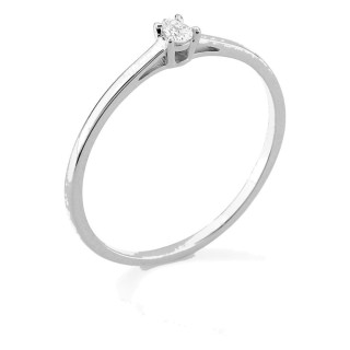 Anillo solitario de oro blanco 9K con diamante creado de talla pera 0,05 ct