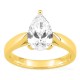 Anillo solitario de oro amarillo 18K con diamante creado talla pera 2,00 ct