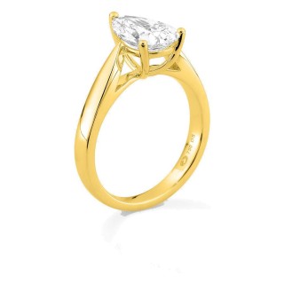 Anillo solitario de oro amarillo 18K con diamante creado talla pera 2,00 ct