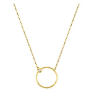 Collar de oro amarillo 18K con diamante 0,01 ct y motivo circular