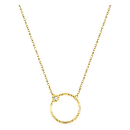 Colar em ouro amarelo 18K com diamante 0,01 ct e motivo circular