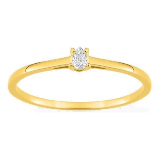 Anillo solitario de oro amarillo 9K con diamante creado de talla pera 0,05 ct