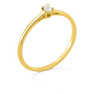 Anillo solitario de oro amarillo 9K con diamante creado de talla pera 0,05 ct