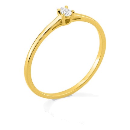 Anillo solitario de oro amarillo 9K con diamante creado de talla pera 0,05 ct