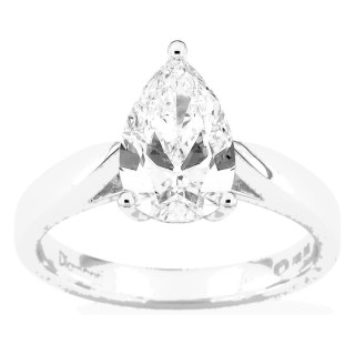 Anel solitário em ouro branco 18K com diamante criado lapidação pera 2,00 ct