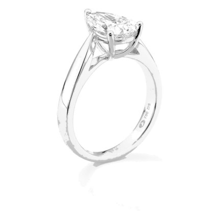 Anel solitário em ouro branco 18K com diamante criado lapidação pera 2,00 ct