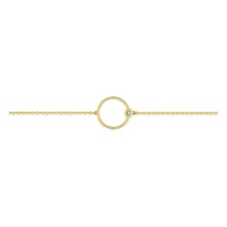 Pulseira redonda em ouro amarelo 18K com diamante 0,01 ct