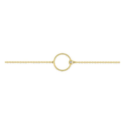 Pulseira redonda em ouro amarelo 18K com diamante 0,01 ct