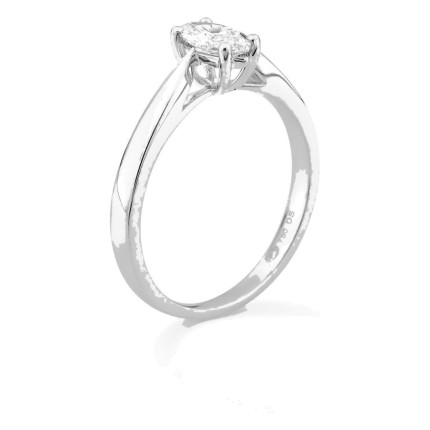 Anel solitário em ouro branco 18K com diamante criado lapidação marquise 0,50 ct