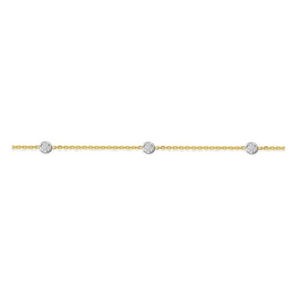 Pulsera de fantasía bicolor de oro 18K con diamantes 0,07 ct