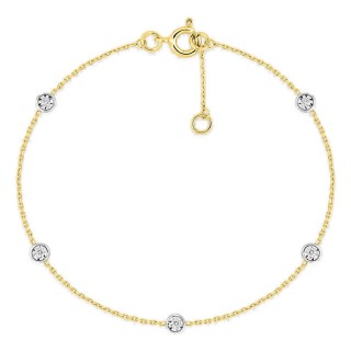 Pulseira de fantasia bicolor em ouro 18K com diamantes 0,07 ct