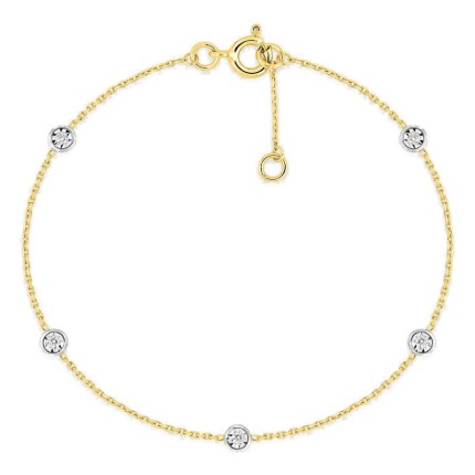 Pulsera de fantasía bicolor de oro 18K con diamantes 0,07 ct