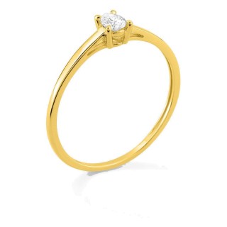 Anel solitário em ouro amarelo 9K com diamante criado de lapidação pera 0,15 ct